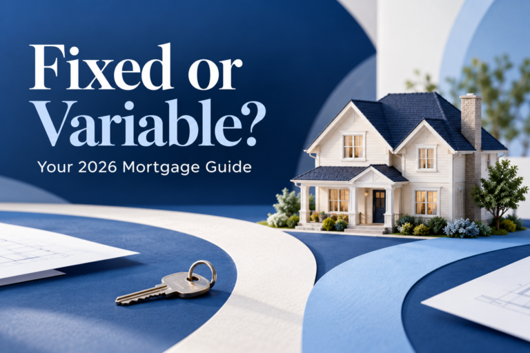 Fixed or Variable? Your 2026 Mortgage Guide, with a model house and keys